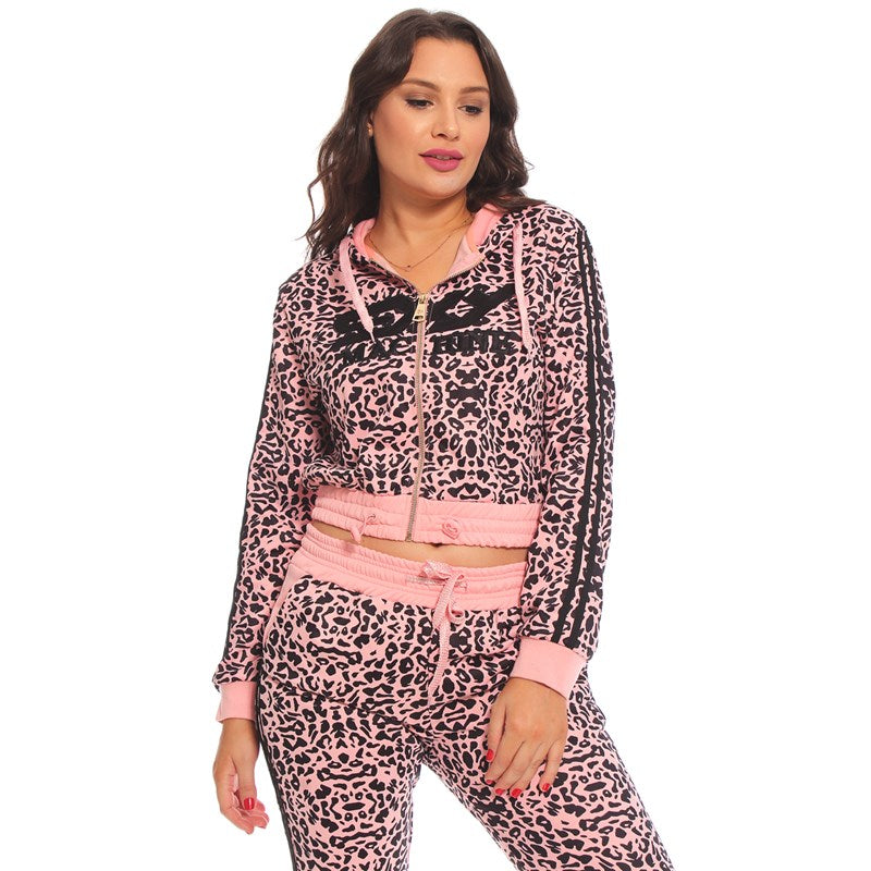 Conjunto de Moletom Pink Leopard Sexy Machine