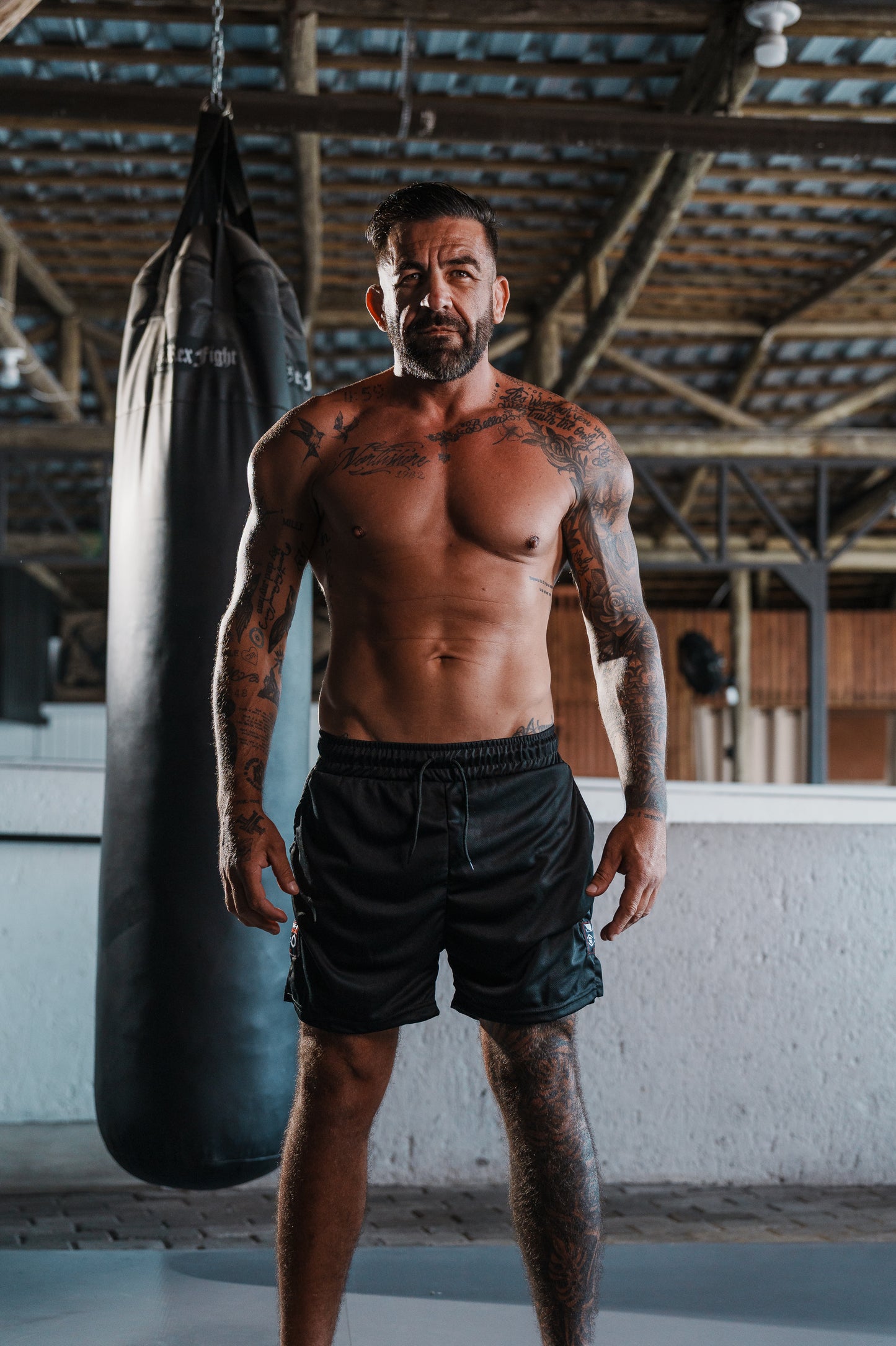 Shorts 2 em 1 Bad Boy Black com Patches Vintage