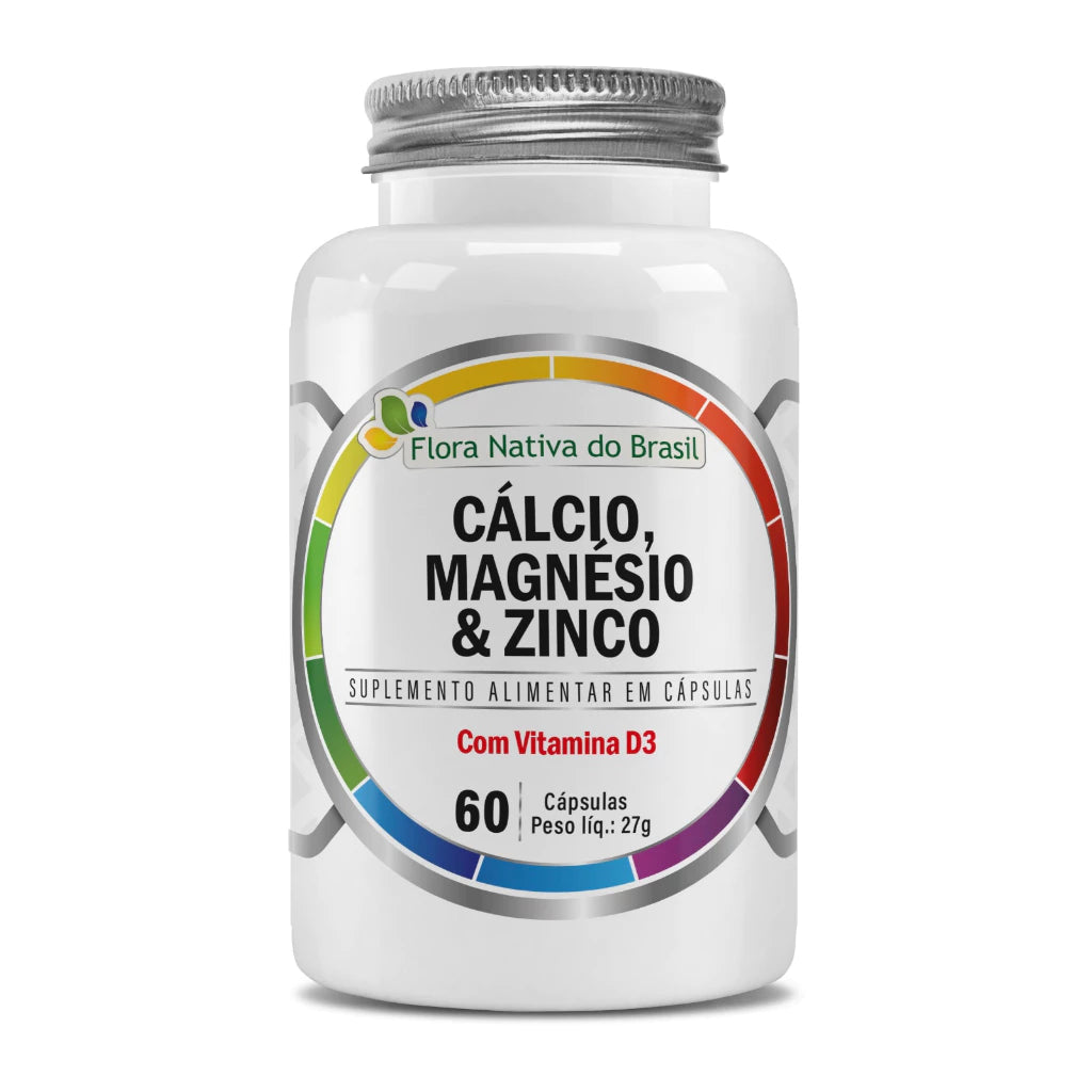 Cálcio, Magnésio, Zinco, Vitamina D3 60 Caps