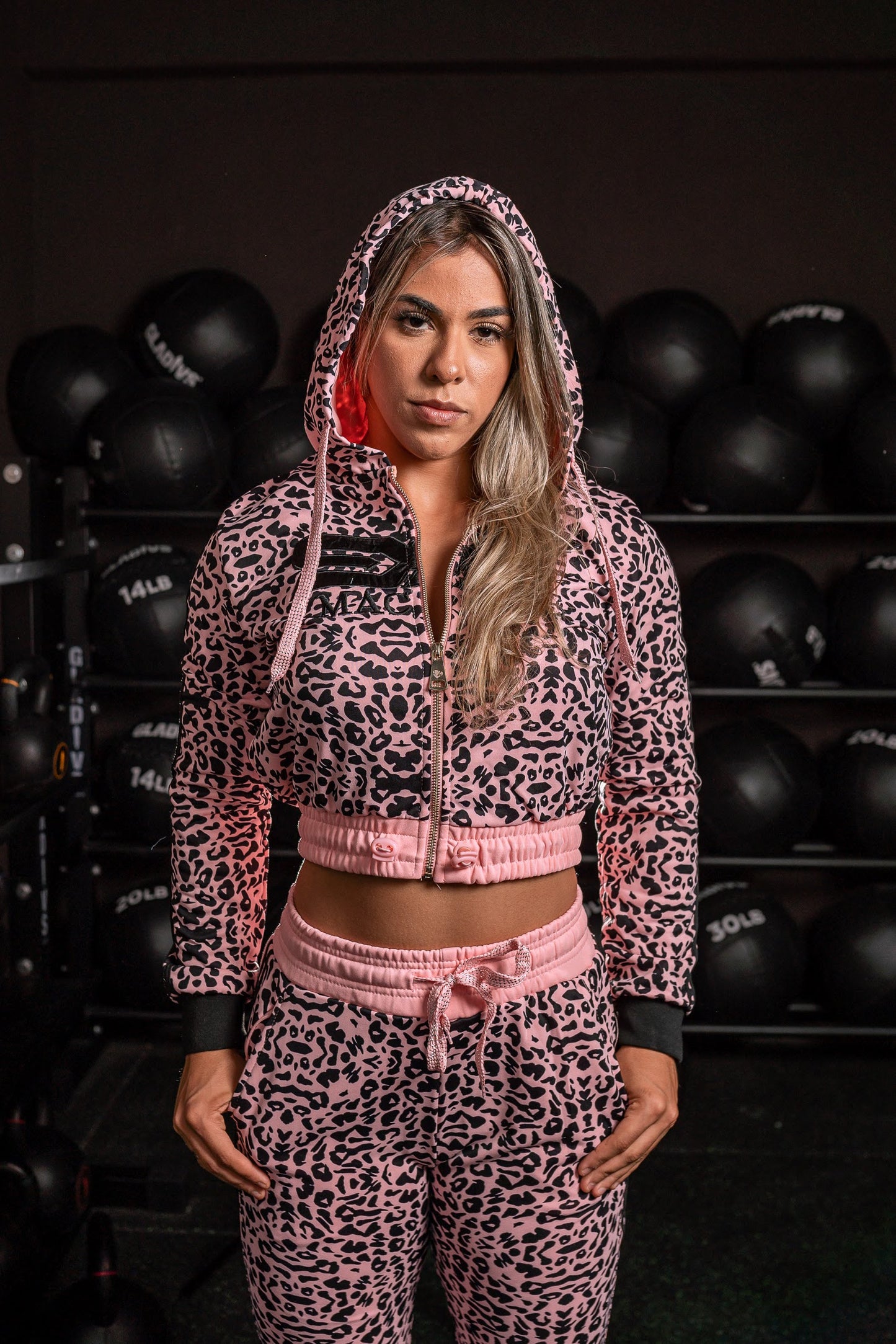 Conjunto de Moletom Pink Leopard Sexy Machine