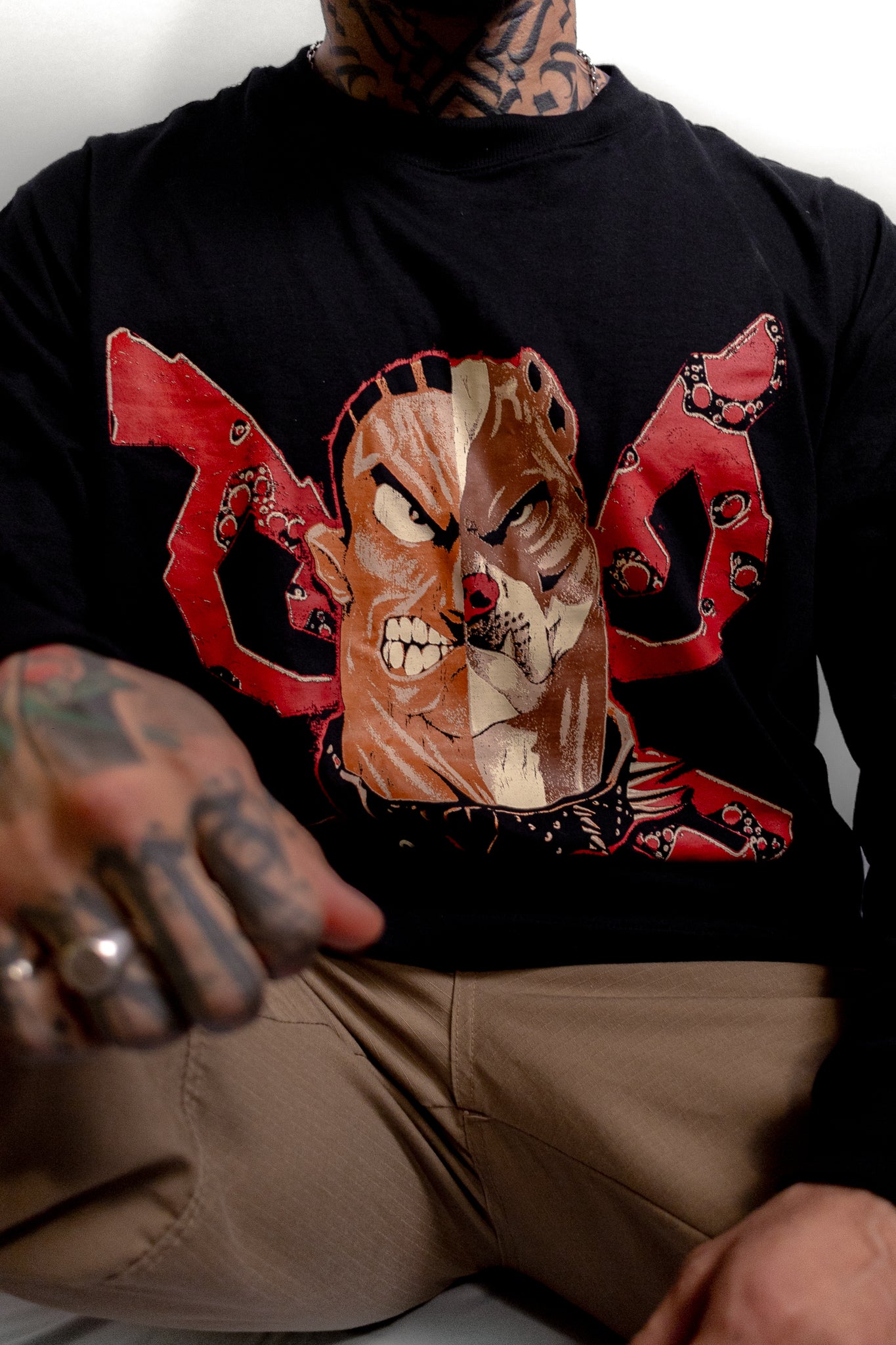 Camiseta Oversized Manga Longa Bad Boy - Half Face