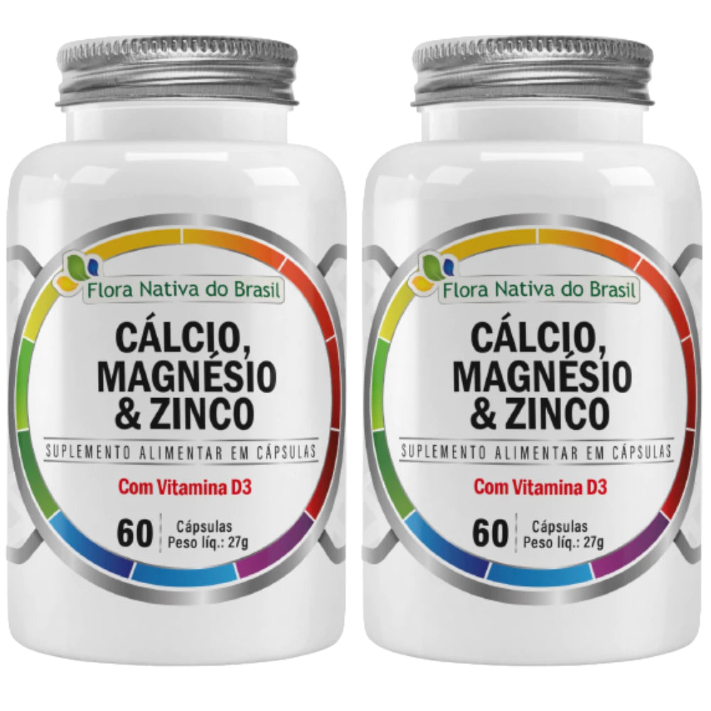 Cálcio, Magnésio, Zinco, Vitamina D3 60 Caps