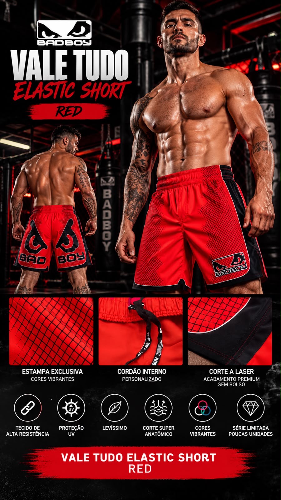 Shorts Bad Boy Fight Combat RED