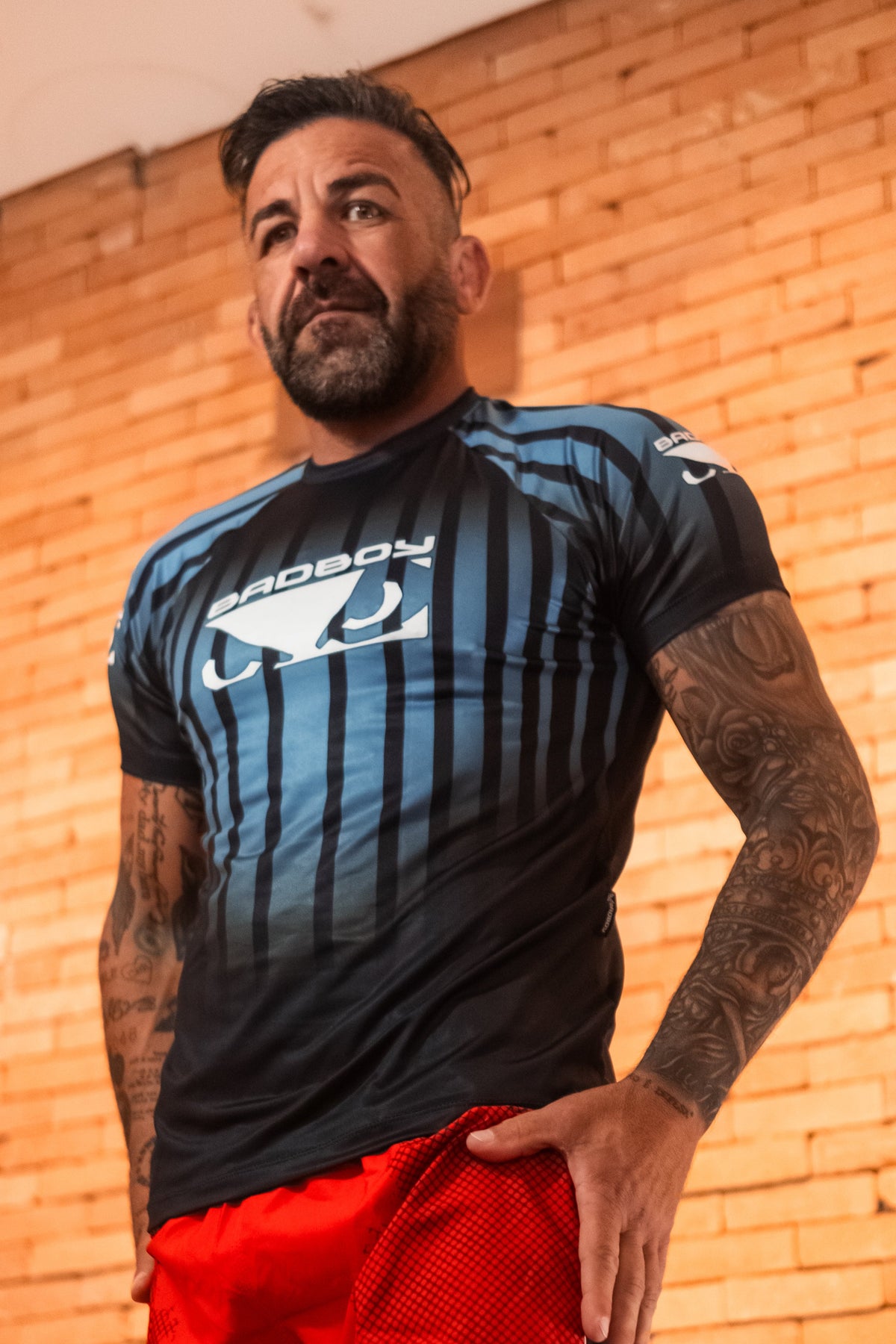 Camiseta Sport UV Bad Boy Petrol Blue Stripes