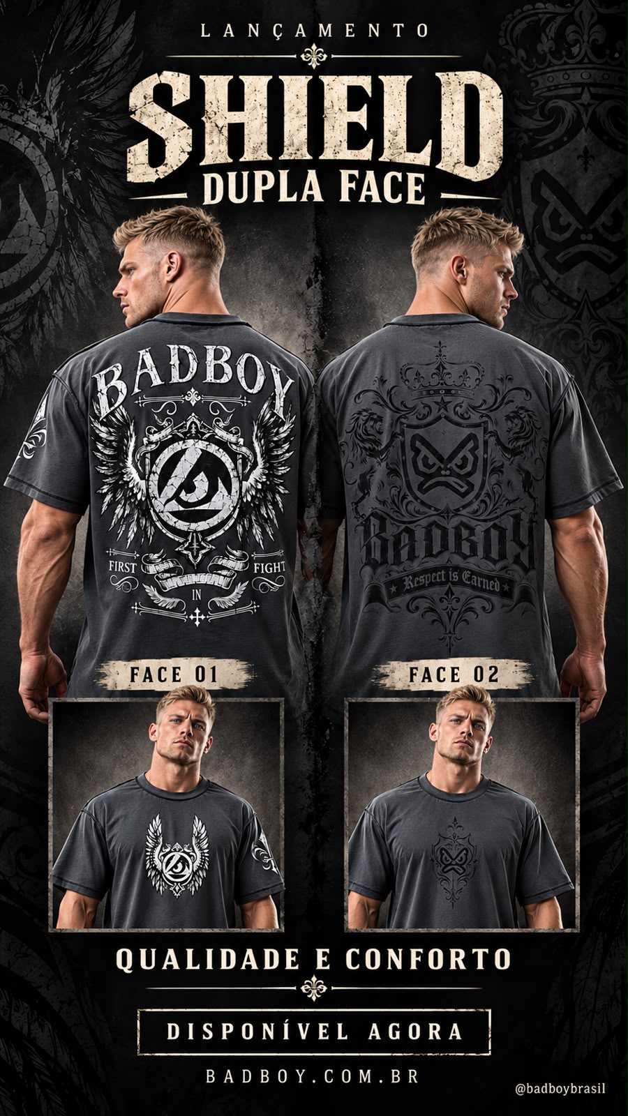 Camiseta Bad Boy Shield Dupla Face