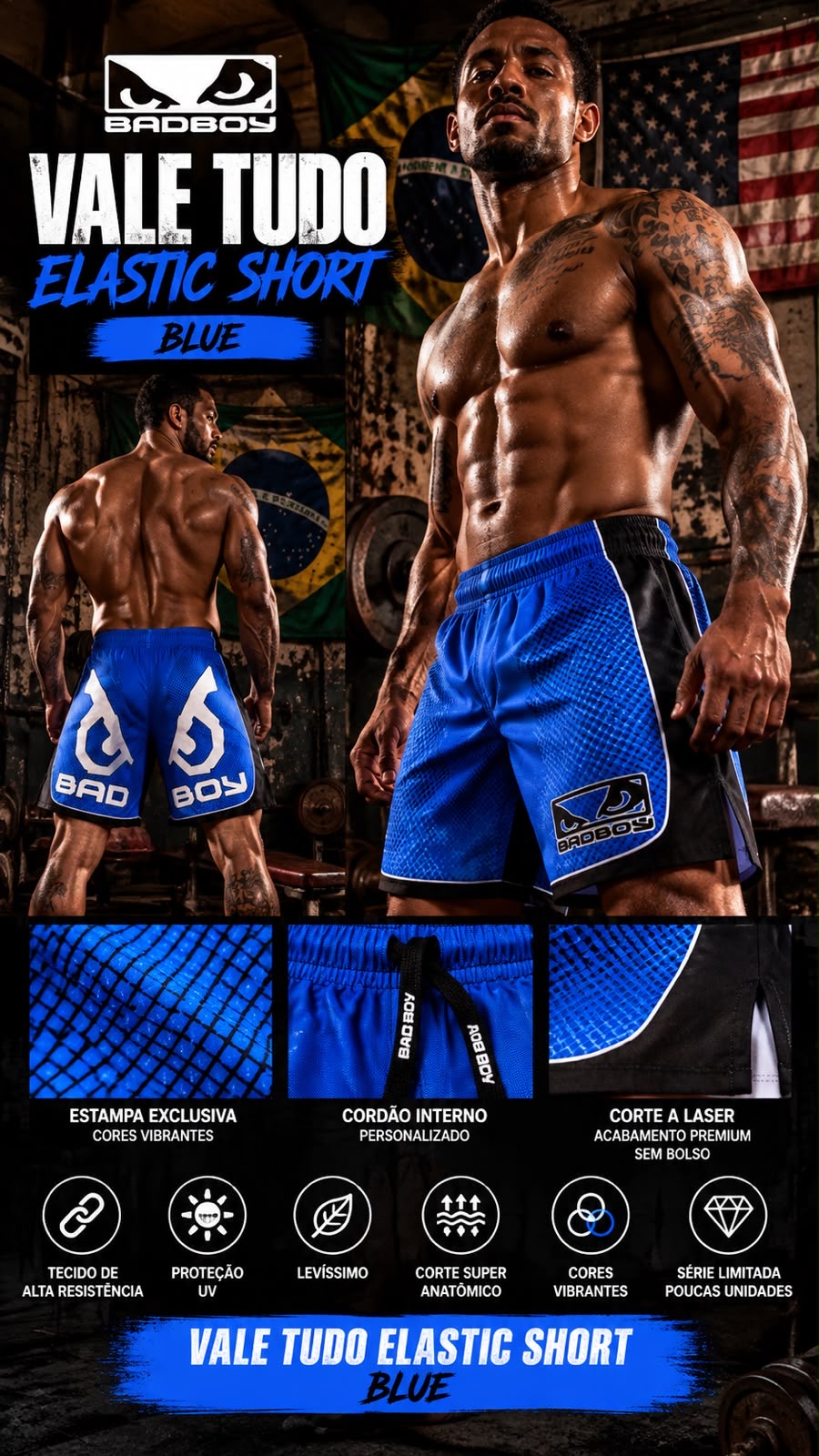 Shorts Bad Boy Fight Combat BLUE
