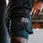 Shorts 2 em 1 Bad Boy Black com Patches Vintage