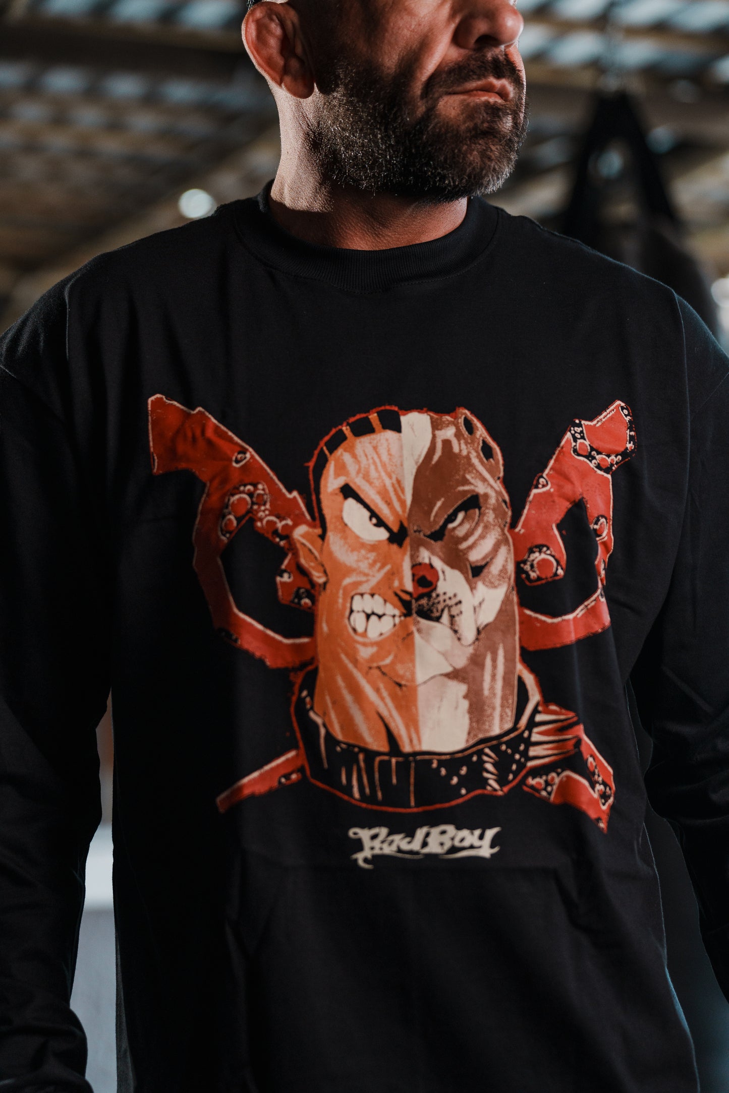 Camiseta Oversized Manga Longa Bad Boy - Half Face