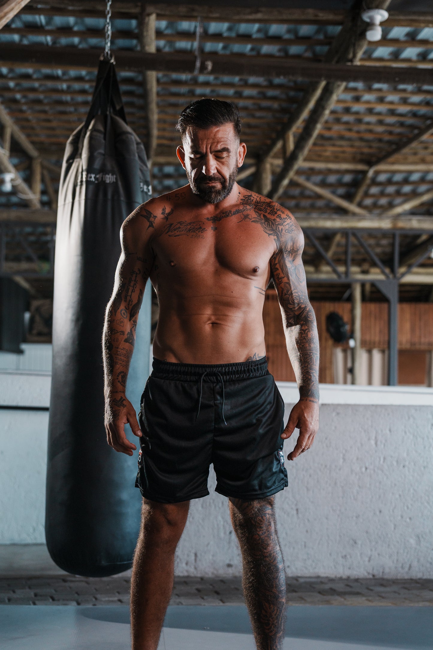 Shorts 2 em 1 Bad Boy Black com Patches Vintage