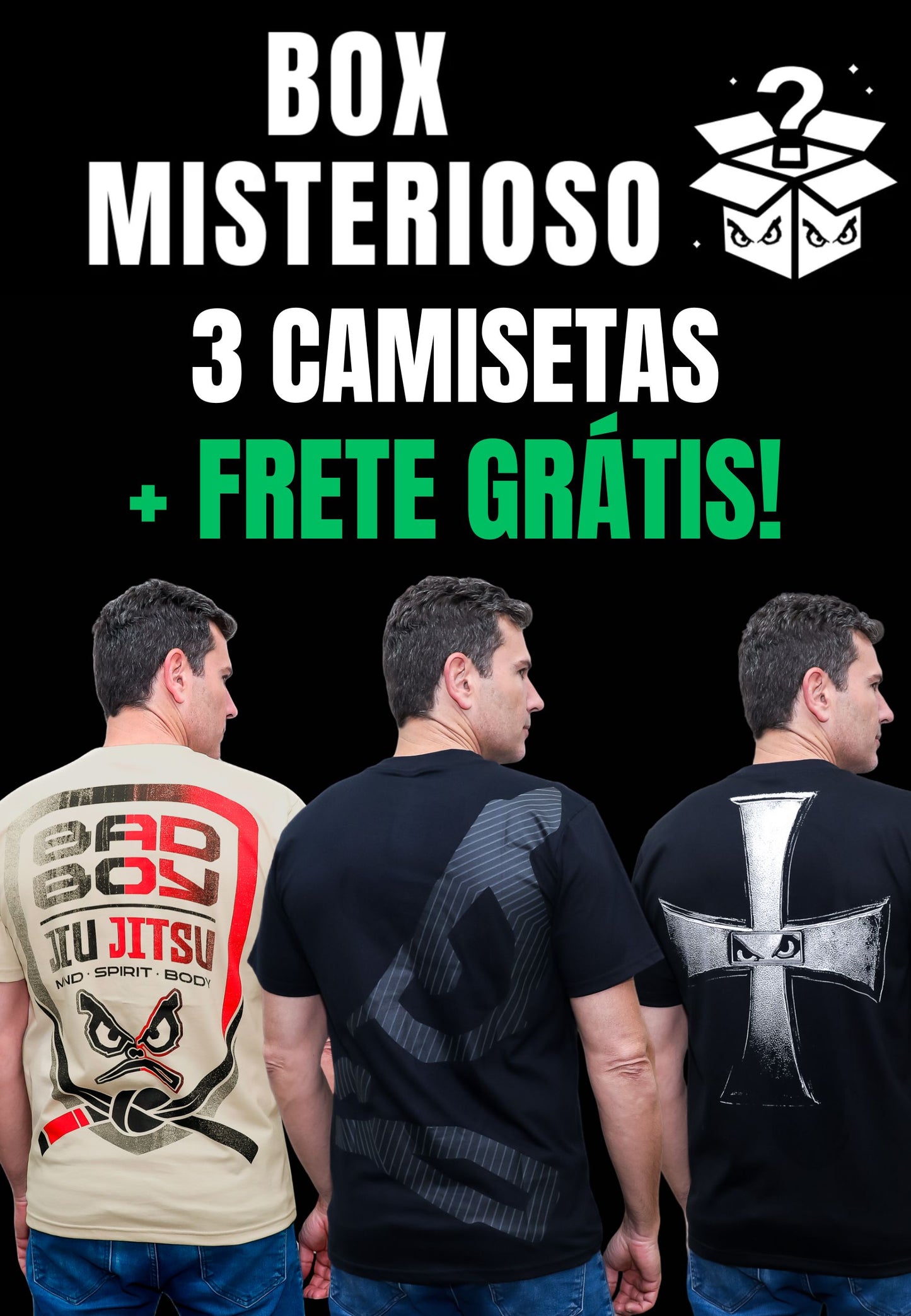 Box Misterioso 3 Camisetas Estampadas + Frete Grátis
