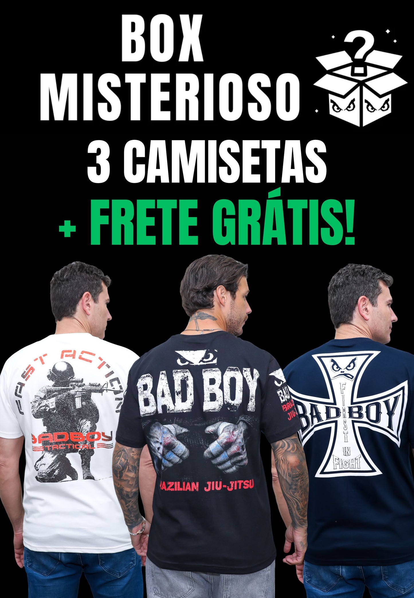 Box Misterioso 3 Camisetas Estampadas + Frete Grátis