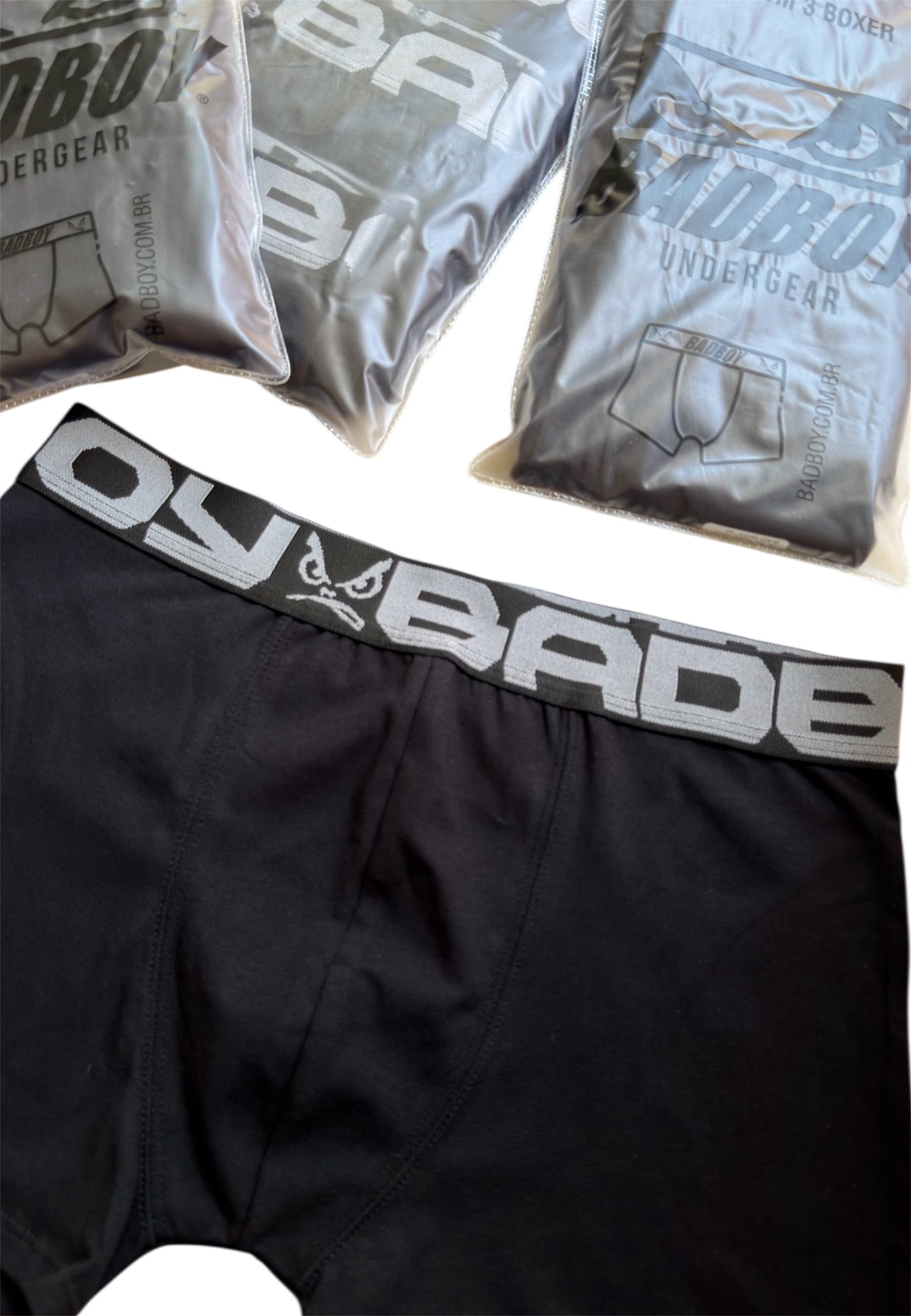 Kit com 3 Cuecas Boxer Bad Boy Under Gear Black Series