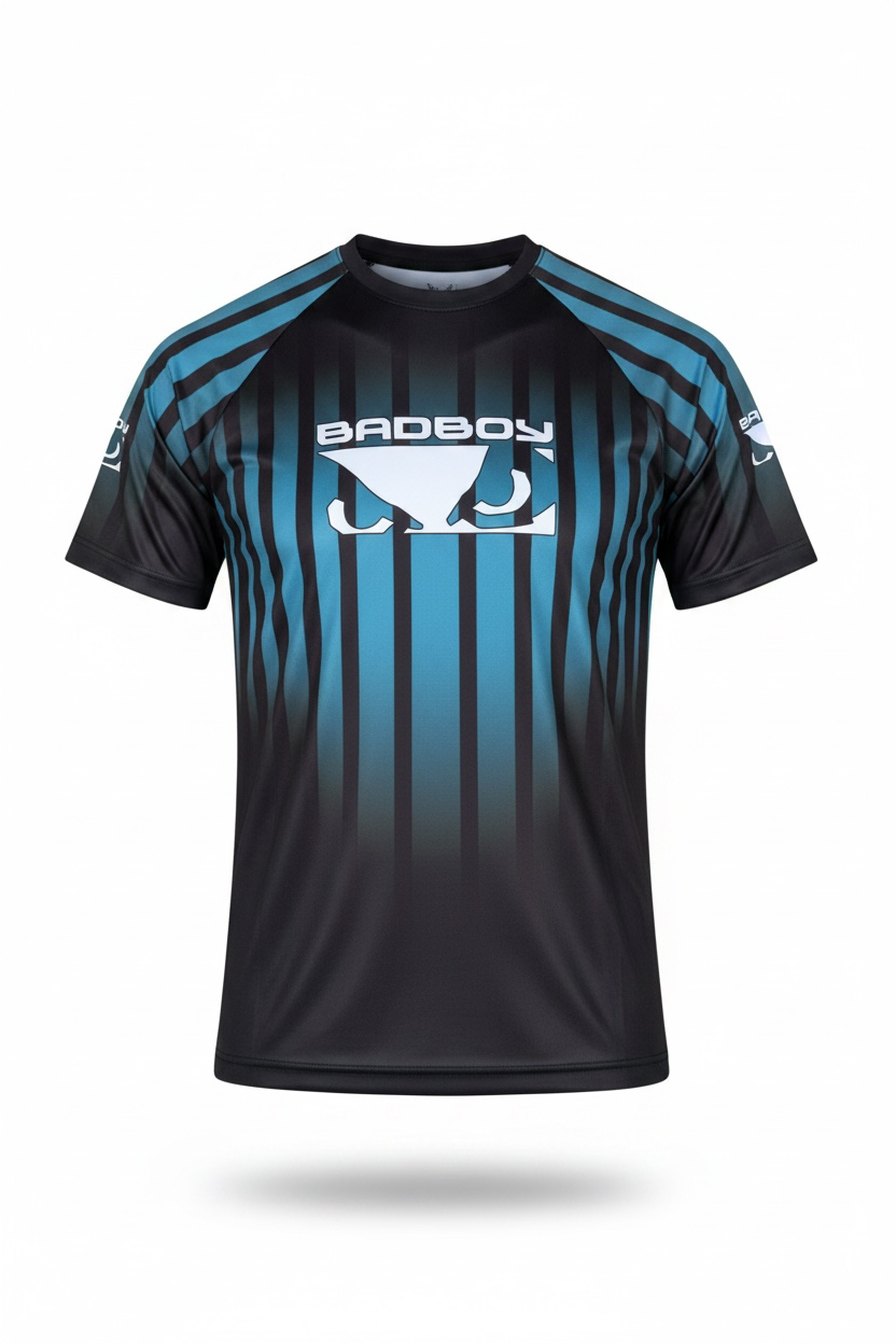 Camiseta Sport UV Bad Boy Petrol Blue Stripes