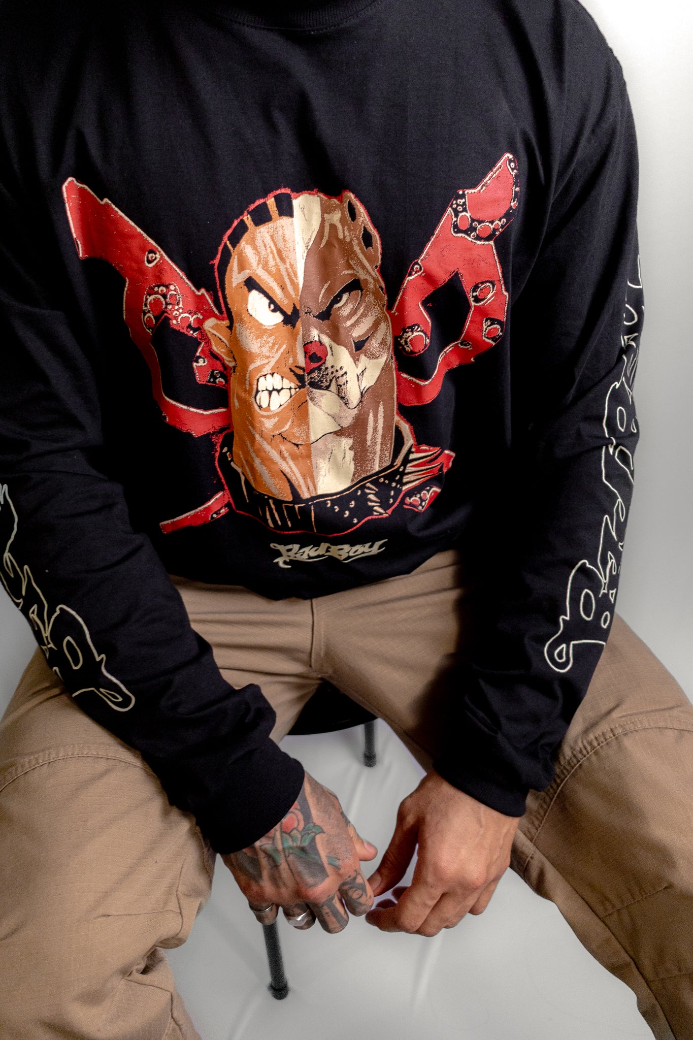Camiseta Oversized Manga Longa Bad Boy - Half Face