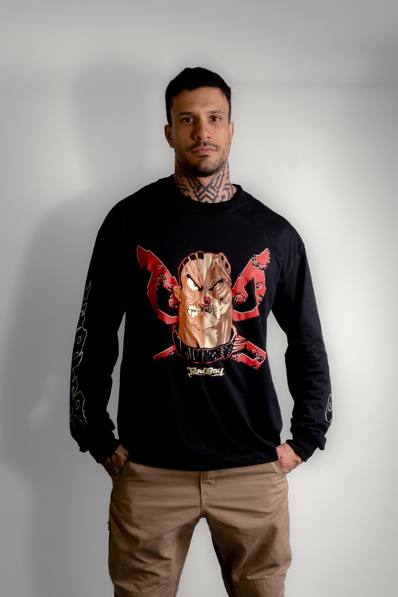 Camiseta Oversized Manga Longa Bad Boy - Half Face