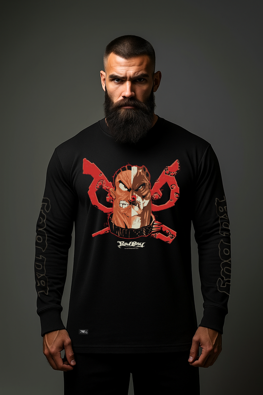 Camiseta Oversized Manga Longa Bad Boy - Half Face